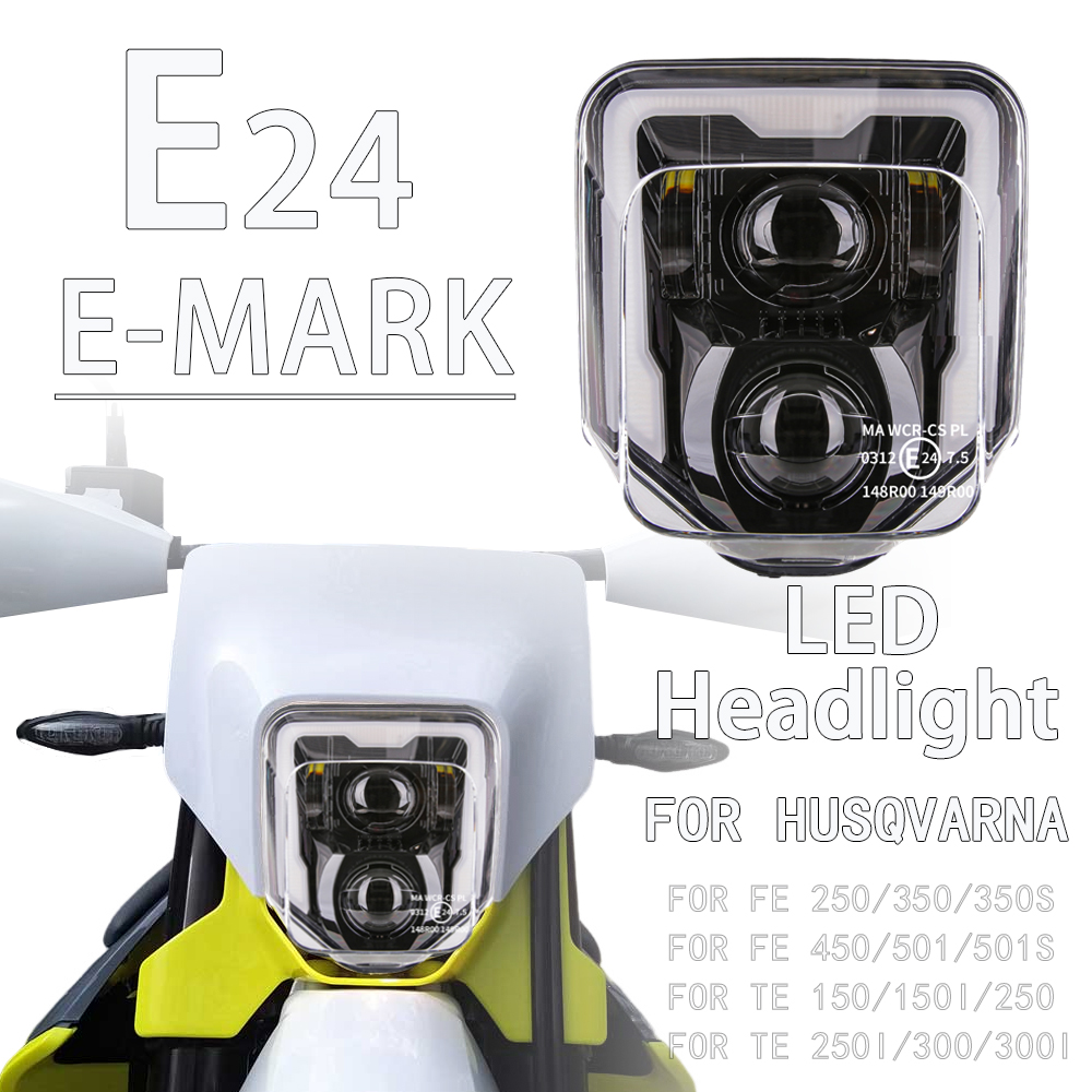 LED ヘッドライトヘッドランプハスクバーナ TE 150 FE 250 300 350 450 501 TX 125 2017-2023 エンデューロオートバイヘッドライトランプ W/DRL