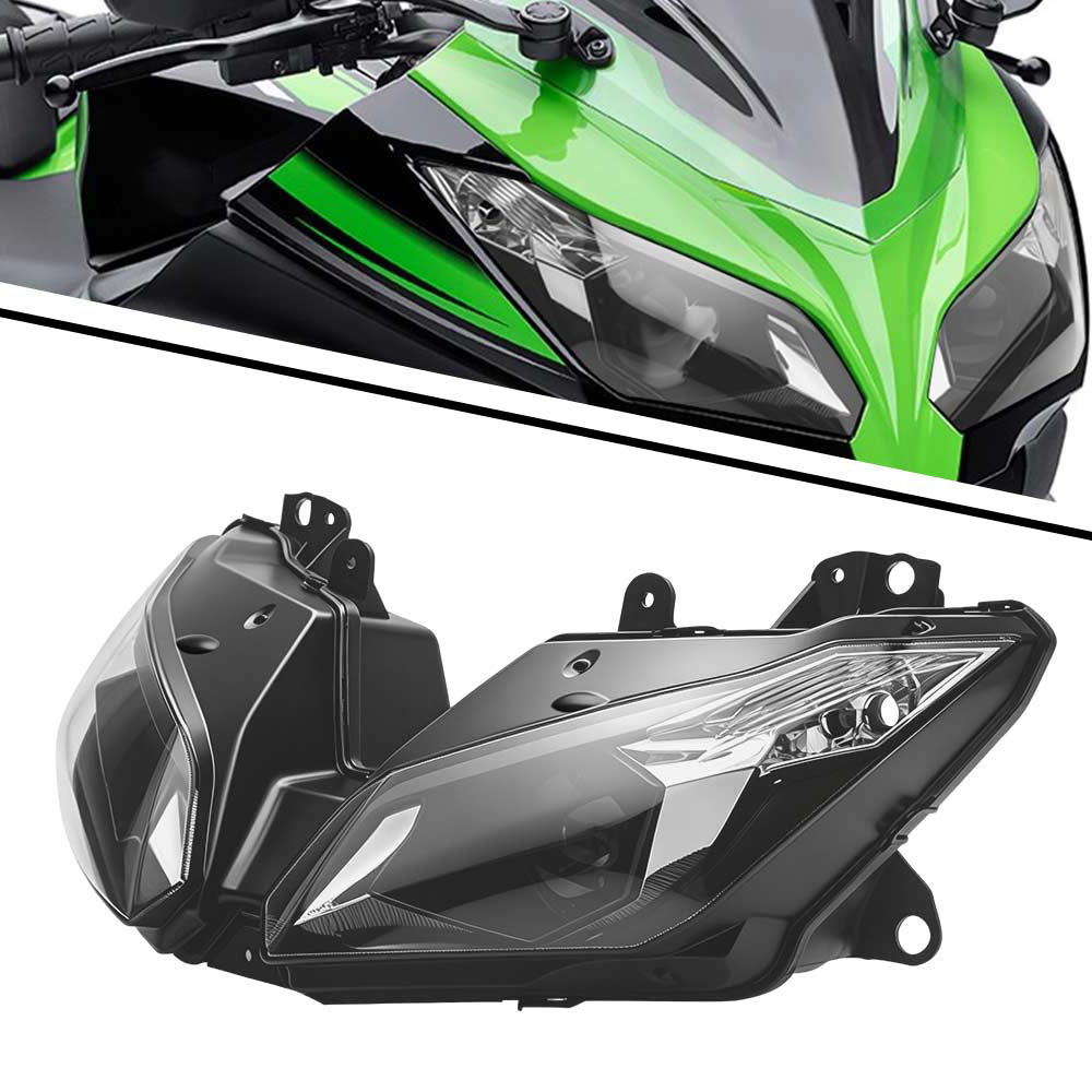 1Pc ヘッドライトランプアセンブリハウジングカワサキニンジャ 300/300 Abs Versys 1000/650/650 Abs 2013-2021 ブラックケーシングクリアレンズ