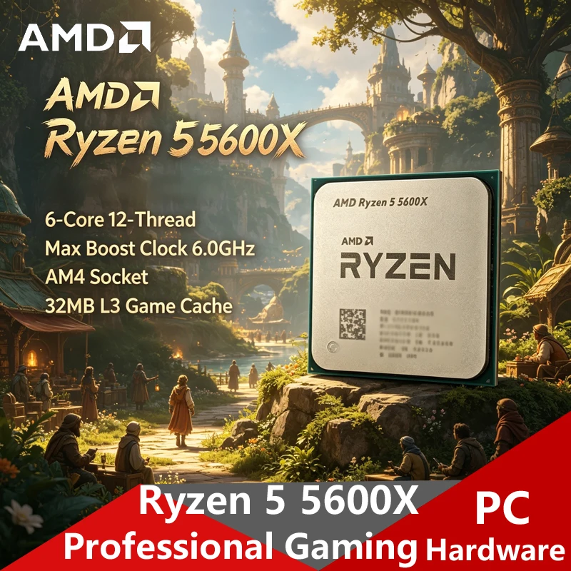 AMD Ryzen 5 5600X ロック解除 OEM トレイ CPU、6C12T 4.6GHz ブースト、32MB L3 キャッシュ、リテールボックスなしの AM4 65W ゲームプロセッサー
