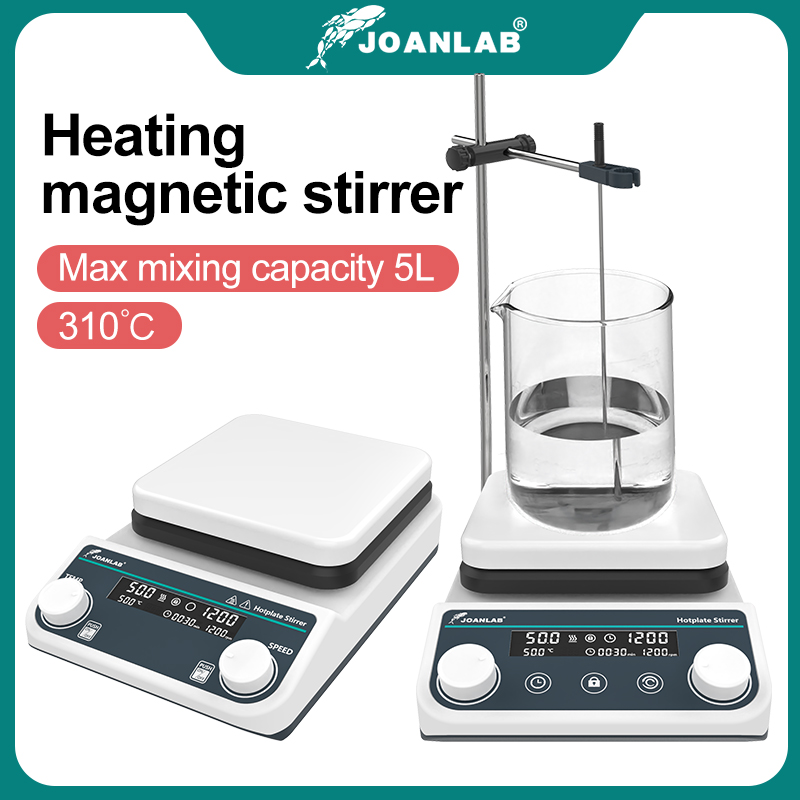 JOANLAB マグネチックスターラー 実験室用デジタルディスプレイ 加熱式サーモスタットマグネチックミキサー ホットプレート 5L 1500rpm