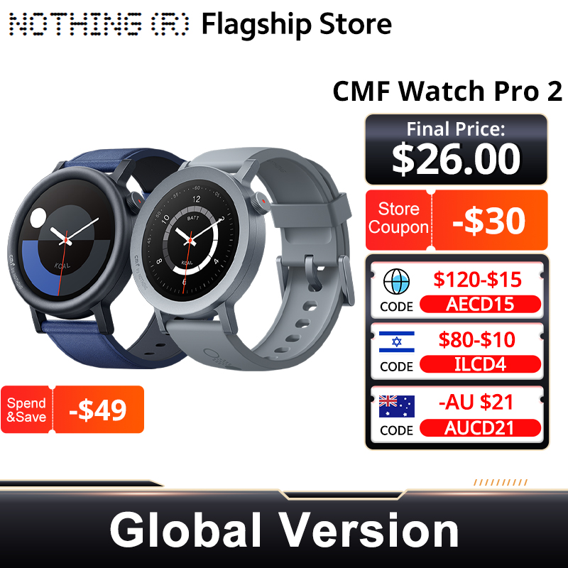 CMF by Nothing Watch Pro 2 グローバル バージョン Bluetooth 通話 1.32 インチ AMOLED 60 FPS ディスプレイ 11 日間のバッテリー寿命 SpO₂ モニター GPS