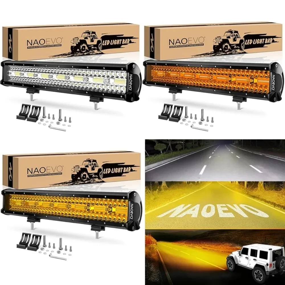 20 インチ LED ライトバー NAOEVO 420 ワットフラッドスポットコンボビームホワイトドライビングライトフォグライト LED ワークライトトラックオフロードボート用
