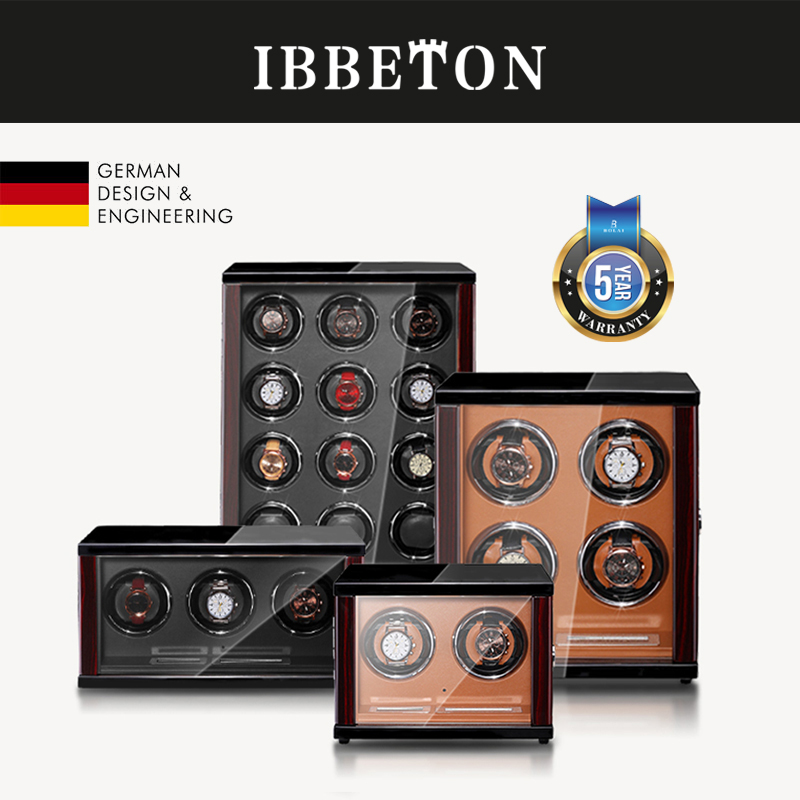 IBBETON 自動時計ワインダー高級木製時計金庫インテリジェント制御とマブチミュートモーター時計収納ボックスケース
