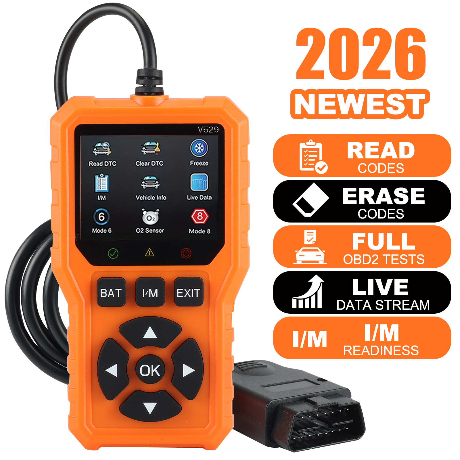 V529 OBD2 診断スキャナー自動車コードリーダーとスキャナー車両の健康検査ツール
