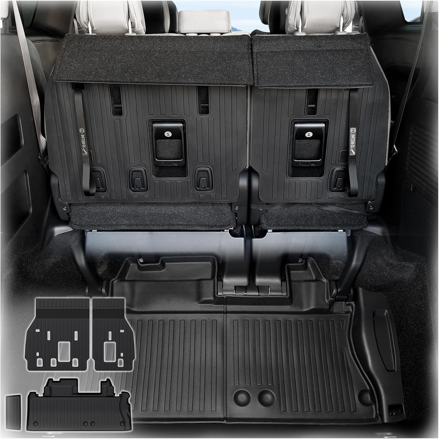 TPE カーゴ下部マット バックレストマット付き 2021-2026 トヨタ シエナ 7/8 席用 全天候型トランクライナーアクセサリー
