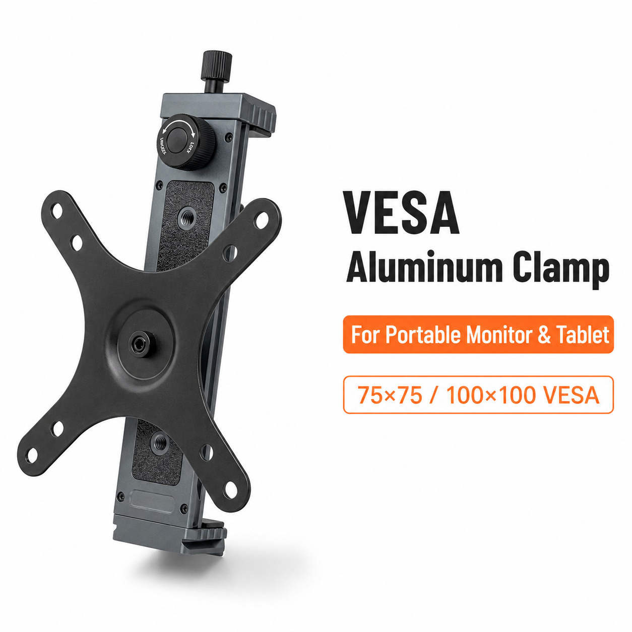 VESA アルミ合金クランプポータブルモニターホルダー調節可能なタブレットマウント 75x75 100x100 6.8-18 インチ画面用