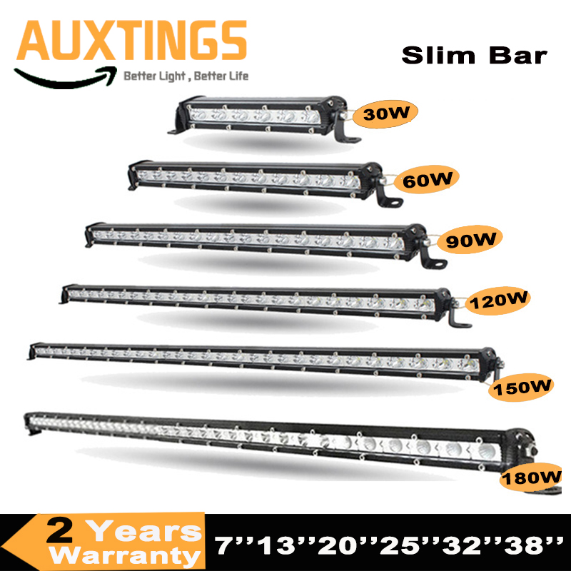 7 "13" 20" 25" 32" 38 ''ストレートスリム LED ライトバー単列 60 ワット 90 ワット 120 ワット 150 ワット 180 ワット SUV 4WD ATV オフロード LED ワークライト