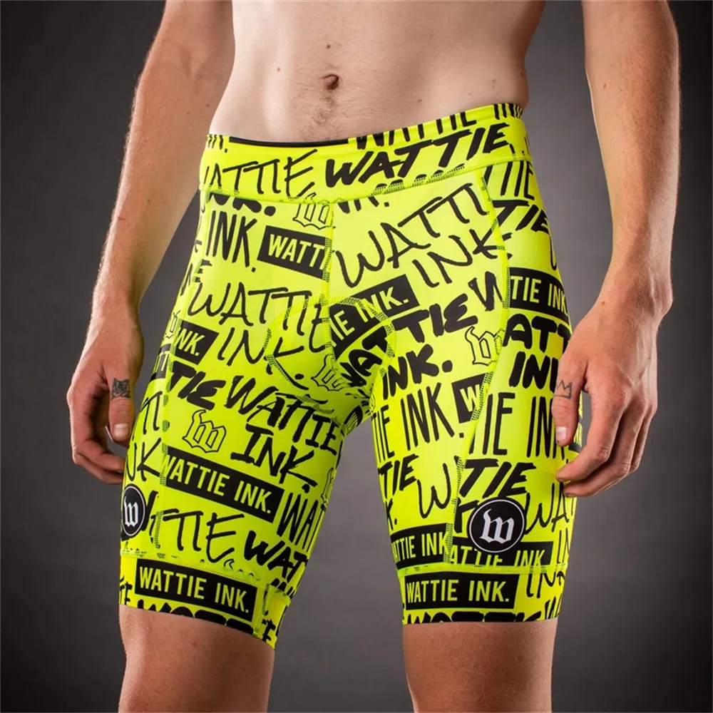 Wattie Ink プロフェッショナルトライアスロンマウンテンバイク通気性ゲルパッド入りタイツ耐衝撃自転車ロングパンツサイクリングショーツ