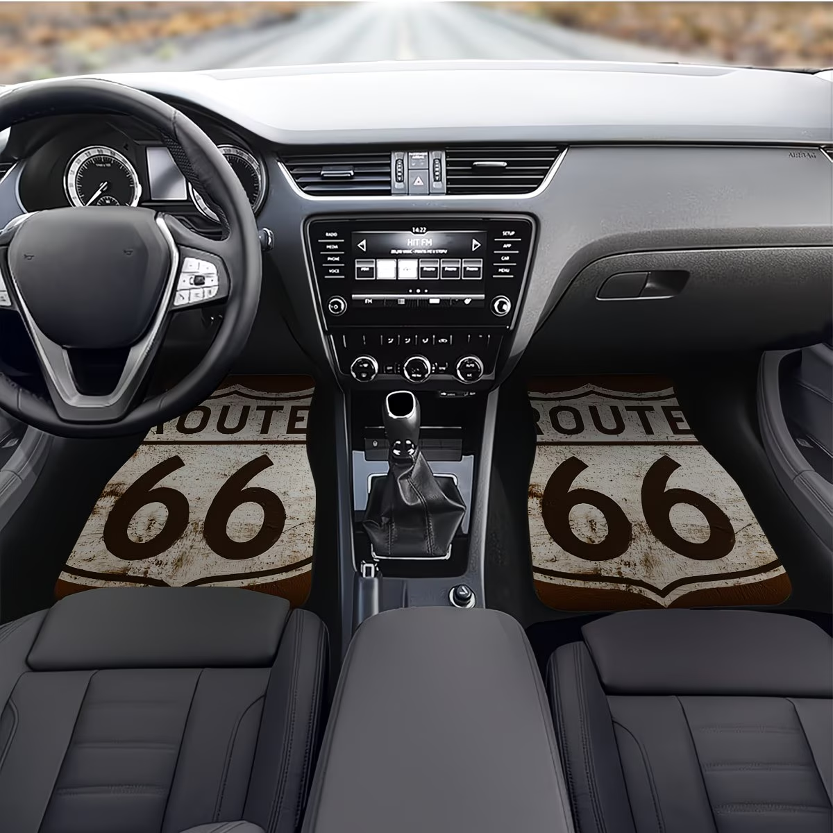 Route66 シンプルで芸術的なカーフロアマット 4 個、レトロクラシックなスタイルでデザインされたクリエイティブなインテリア装飾マット、すべてのモデル、車、SUV に適しており、これらの全天候型カーマットは Dai に最適です。