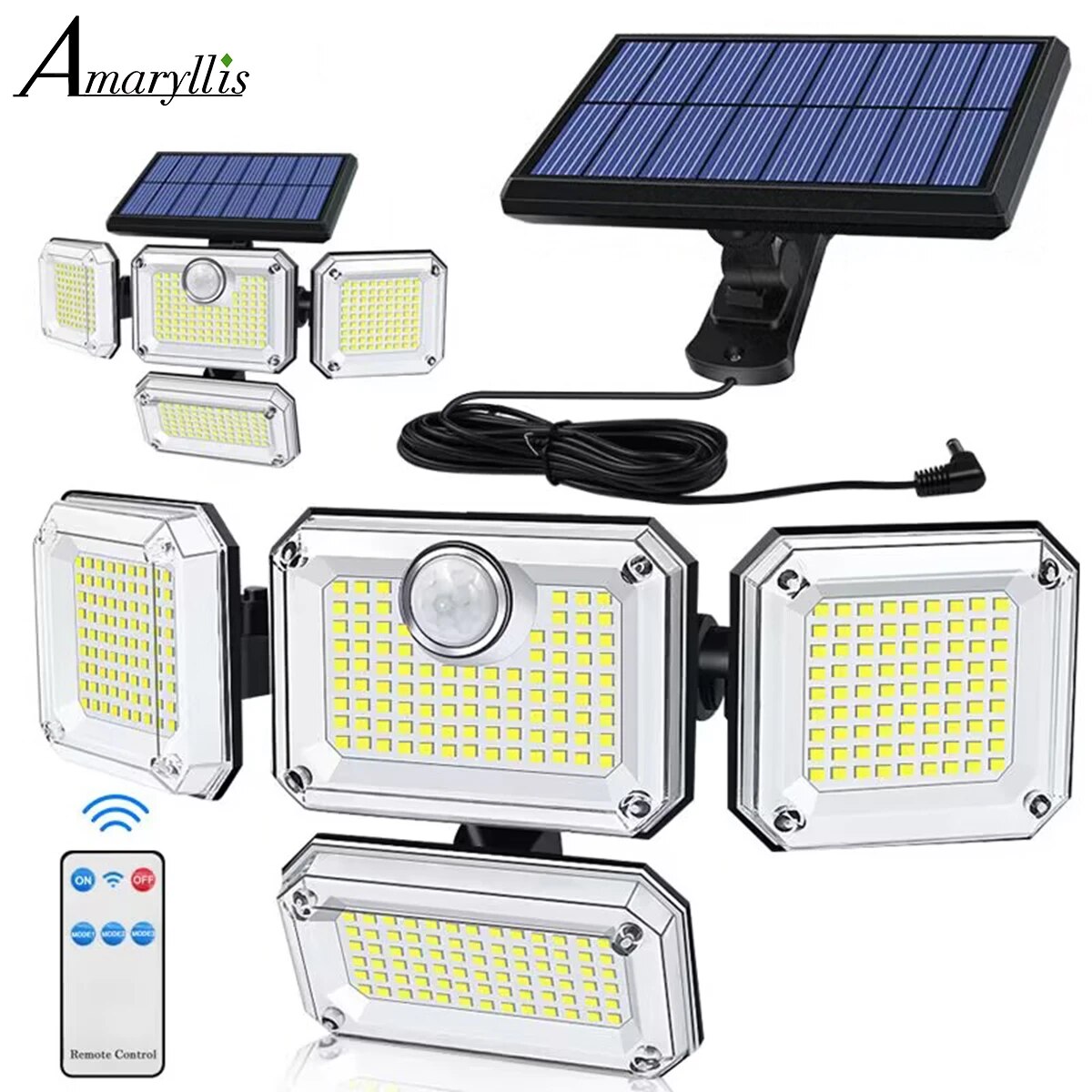 20 ワットソーラーライト 122/333led IP65 防水屋外屋内ソーラーガーデンランプ調節可能なヘッド付き広い照明角度 3 モード