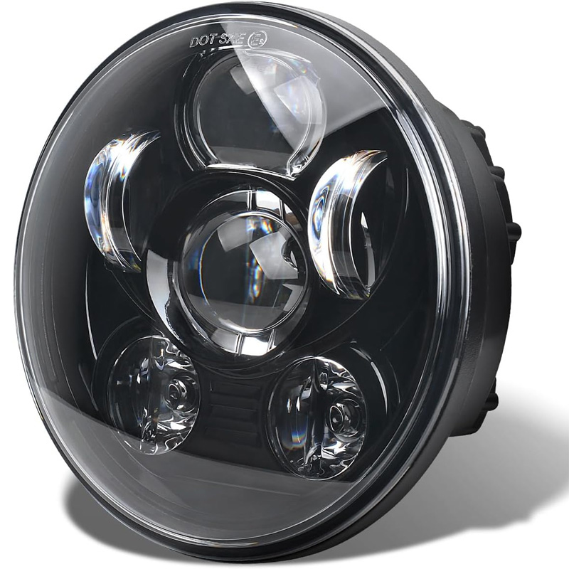 Black 5.75" HID LED Headlight H4 High Low Beam 5 3/4" Front Driving Head Lights Headlamp For Motor Moto Sportster 833