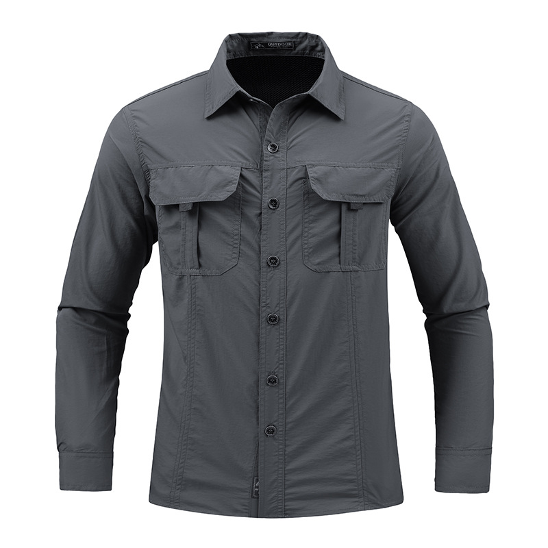 TACVASEN UPF 50 日焼け防止フィッシングシャツメンズ速乾長袖シャツメッシュ通気性ハイキングワークカーゴシャツ