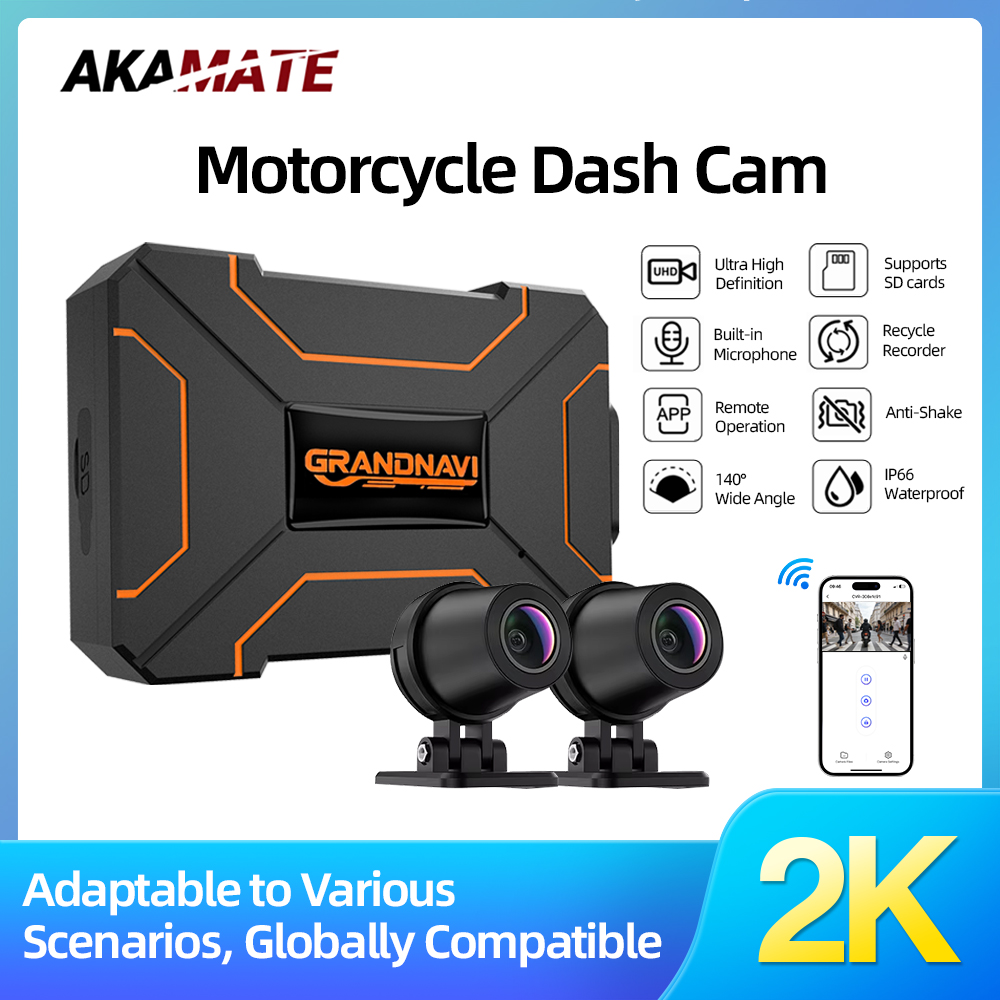 2K HD DVR オートバイデュアルカメラレコーダー WIFI ビデオモト自転車アウトドアライディング防水スマートオートバイダッシュカム用