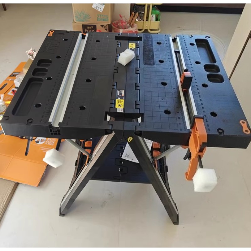 ポータブル折りたたみ作業テーブル鋸ステーション多機能木工ベンチスタンド付き現場DIY