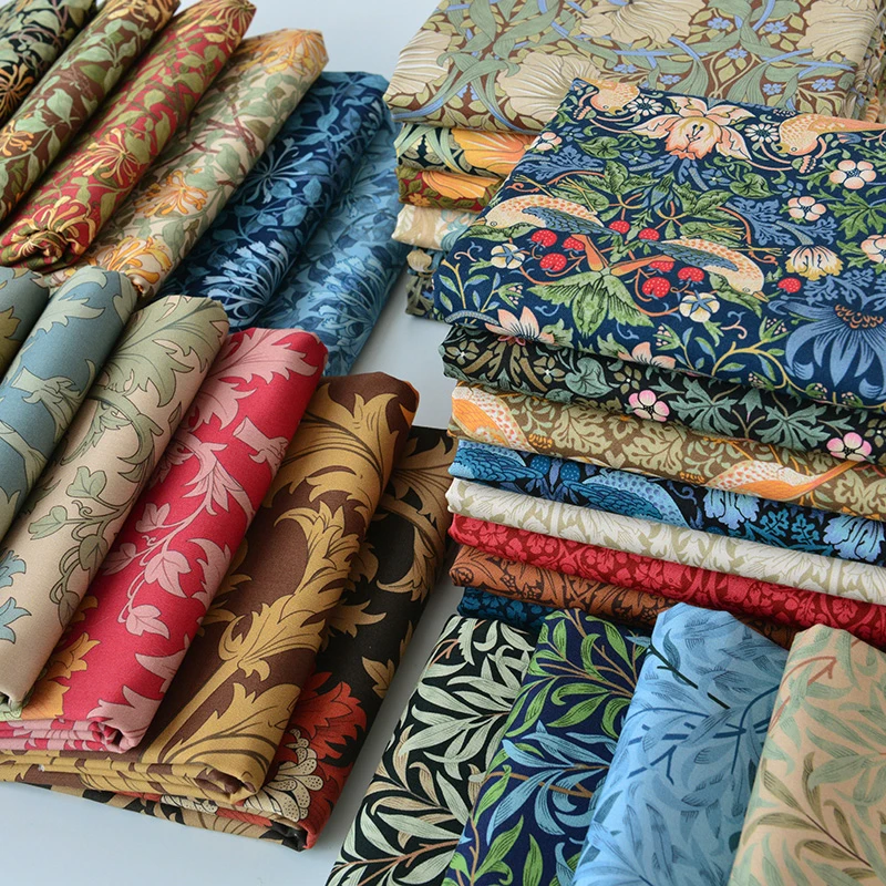 純粋な綿生地クラシックフラワー草プリント染色布縫製服ハンドバッグ DIY 手作り工芸品ハーフメートル