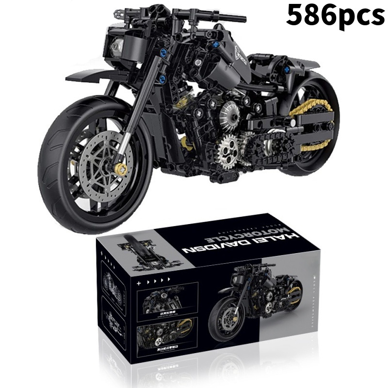 2024 テクニカルオートバイビルディングブロックレンガデュークハーレーバイクレーシングカー組み立てモデル Moc 車両のおもちゃ子供のためのギフト