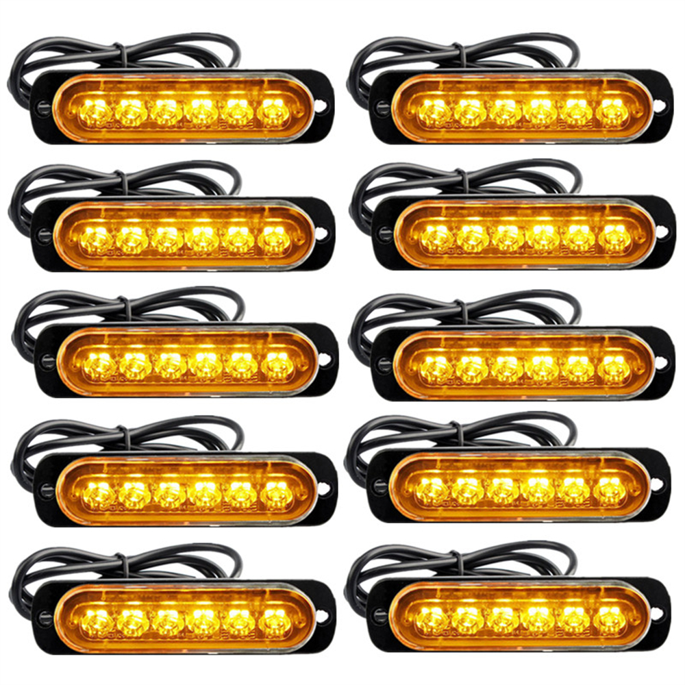10 個ストロボライト 12v-24v 6LED トラックトレーラーライトストロボスコープ LED カーライト緊急警告危険フラッシュライト