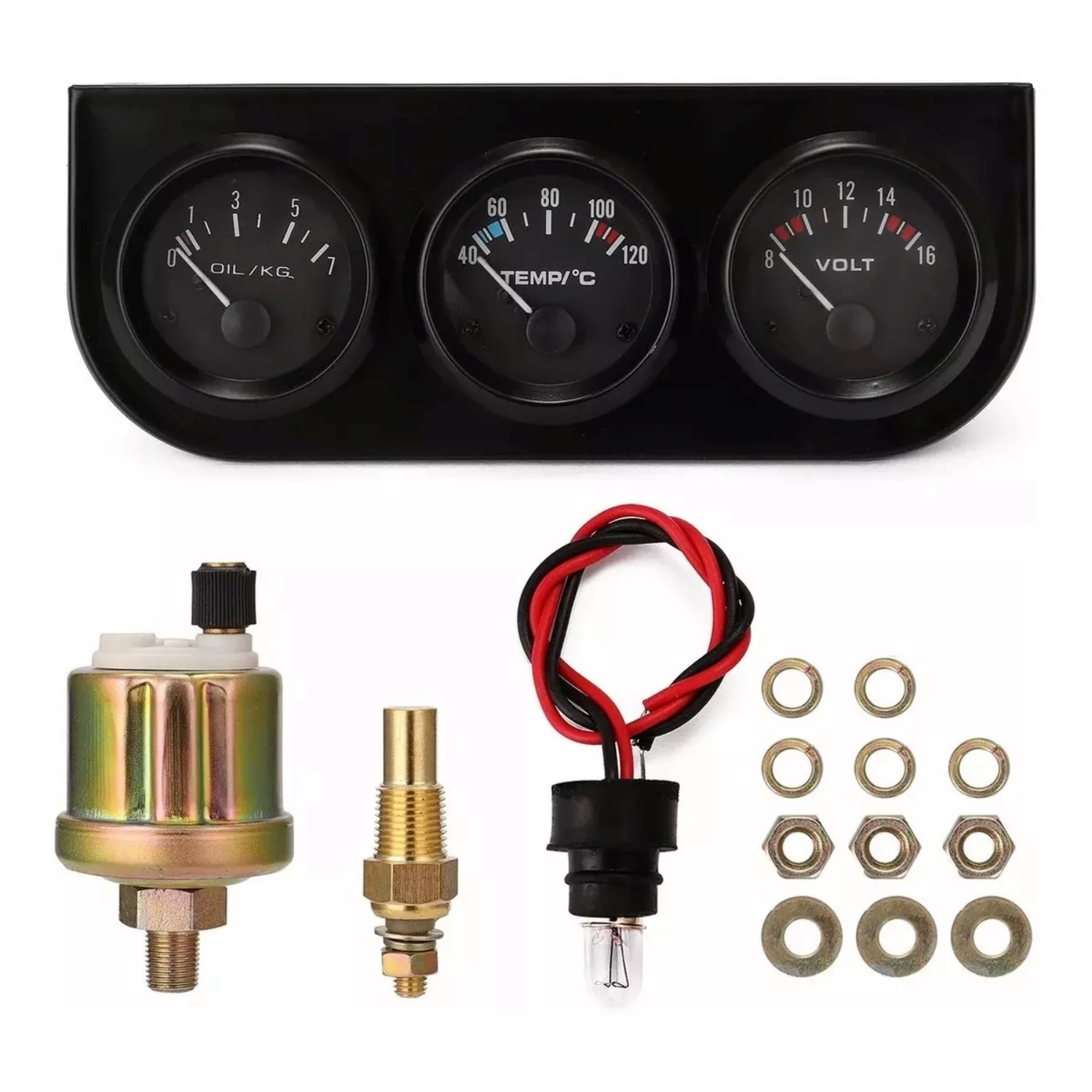 12V 52 ミリメートル 3 で 1 油圧計電圧計水温計キット電圧計センサー油温計トリプルメーター