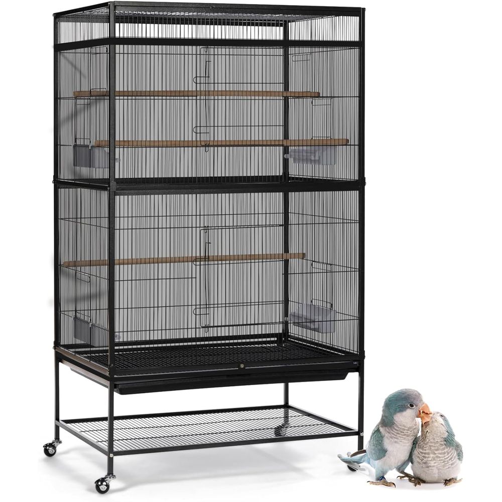 大型調節可能な鳥かごカバー、オウムまたはアフリカングレーケージ用ナイロンメッシュネット、118 x 31.5インチ (ブラック)