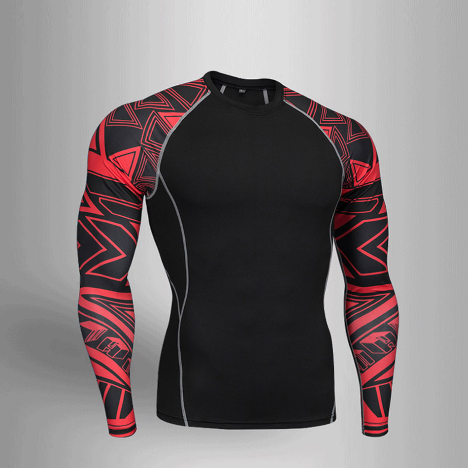 圧縮シャツ Rashgarda MMA 長袖メンズサーマルトップセカンドスキン日焼け防止スポーツウェアボディービル Tシャツ 4XL