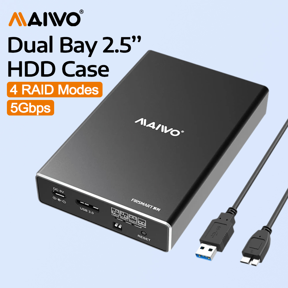 MAIWO デュアルベイ外付けハードドライブエンクロージャ 2.5 インチ HDD