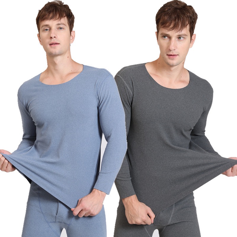 1 個秋冬シームレスメンズ長袖熱下着男プラスサイズラウンドネック薄いベルベット秋服トップス XL-7XL