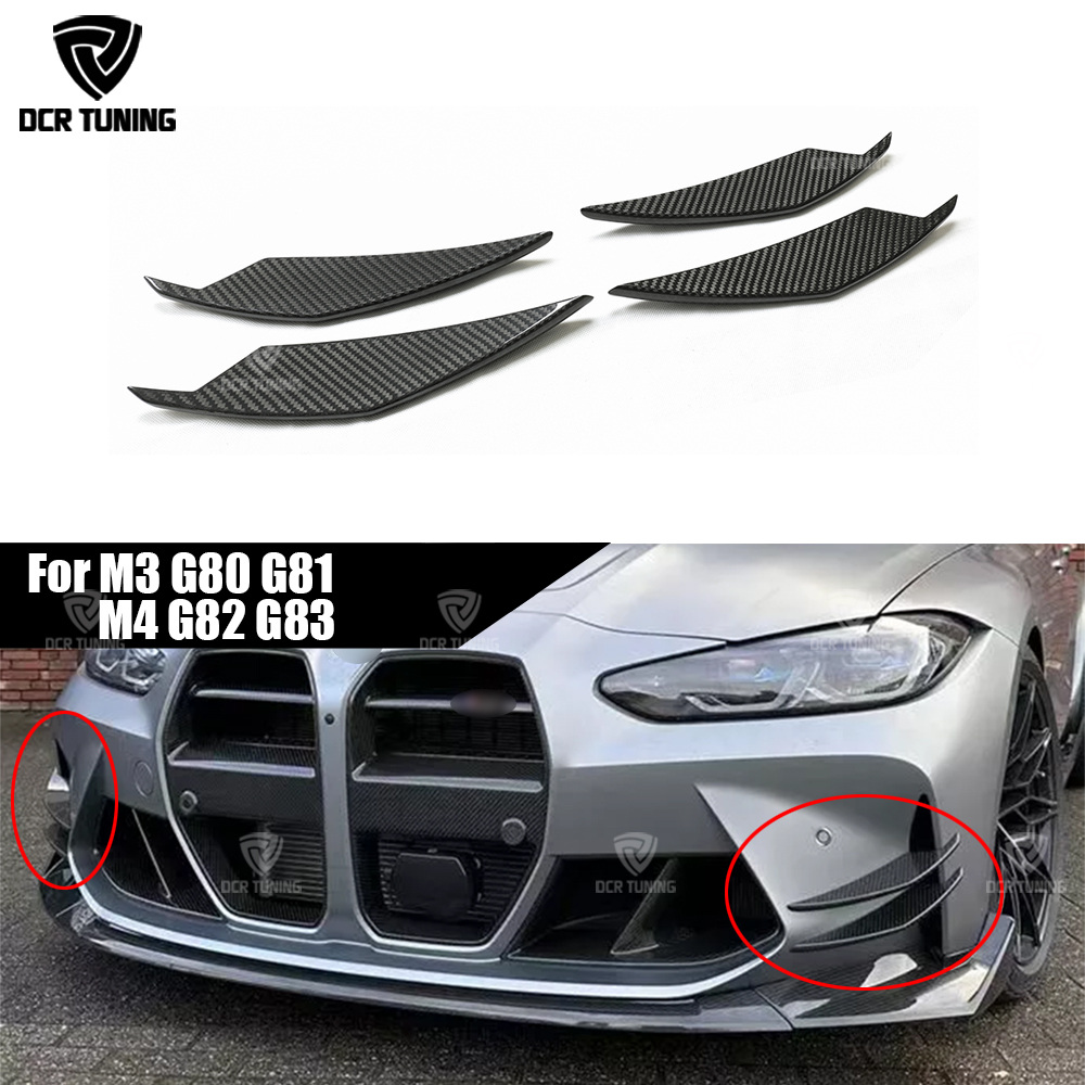 4 個 M3 M4 フロントサイドウイング BMW G80 G81 M3 G82 M4 ツーリング AC スタイルリアルカーボンファイバーバンパーカナードウイングレットフィン 2021 2024