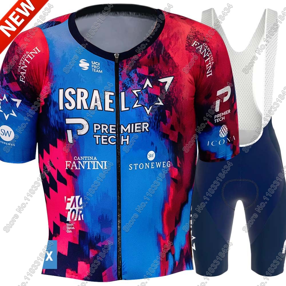 イスラエルサイクリングジャージ 2025 プレミアテックチームセット半袖 IPT 服ロードバイクシャツスーツ自転車ビブショーツ MTB マイヨ