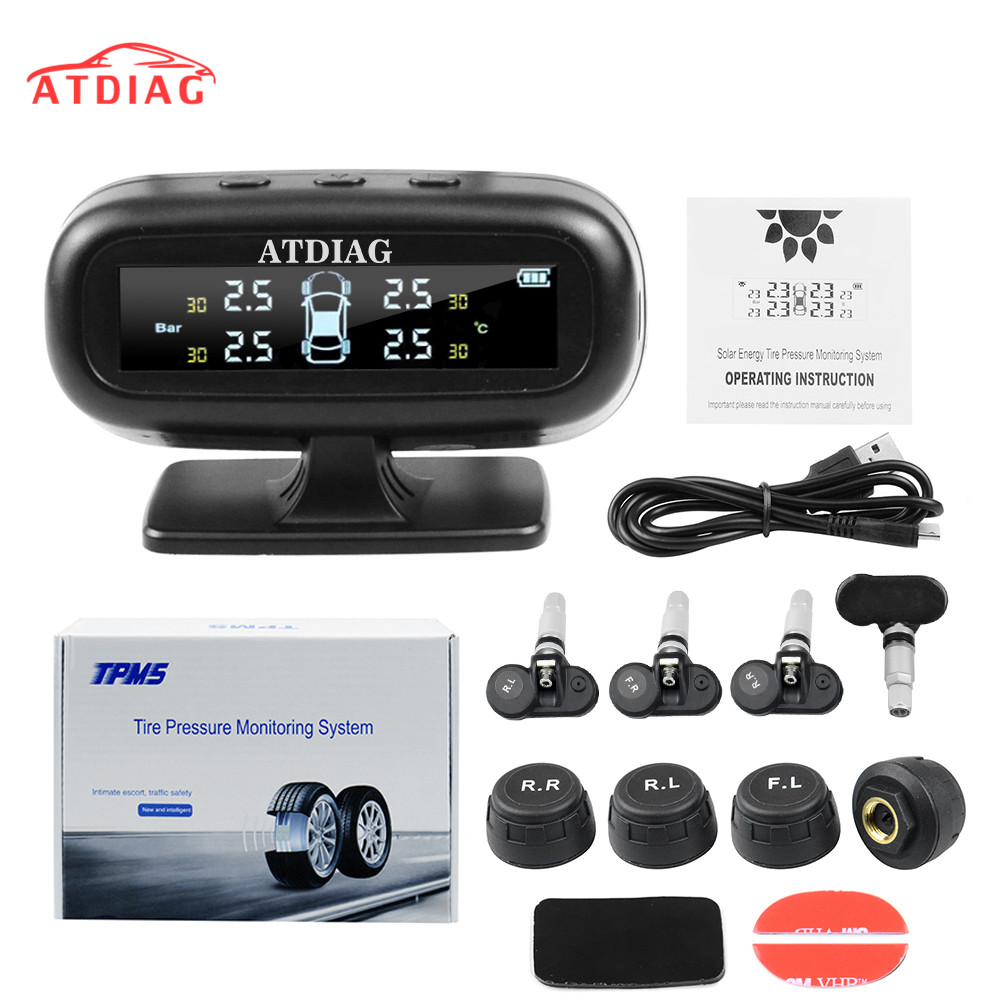 ATDIAG TPMS USB ソーラー充電バー Psi C' ディスプレイ タイヤ空気圧警報ツール デジタル タイヤ空気監視システム