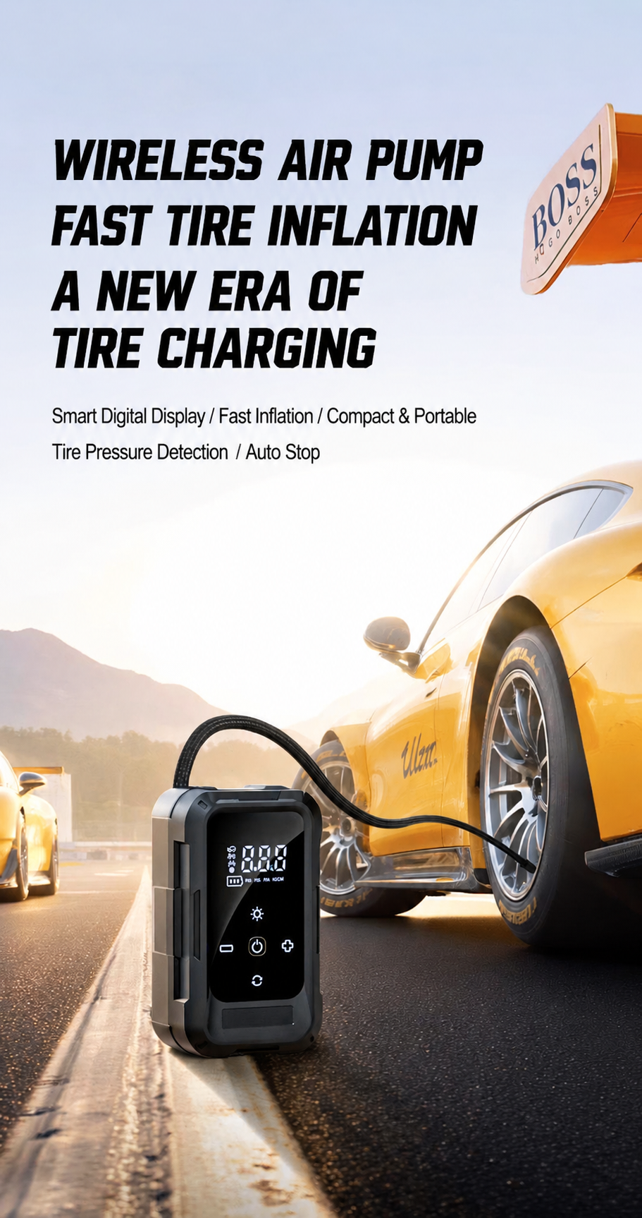 ワイヤレスタイヤインフレータポータブルエアコンプレッサースマート電動タイヤポンプ充電式エアポンプ車自転車オフロード用