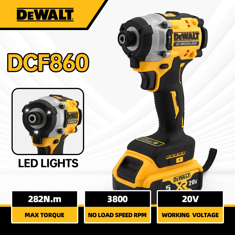 Dewalt コードレス ブラシレス 電動ドライバー インパクト機能 20V バッテリー 282N.m 1kgで軽量 電動工具 DCF860