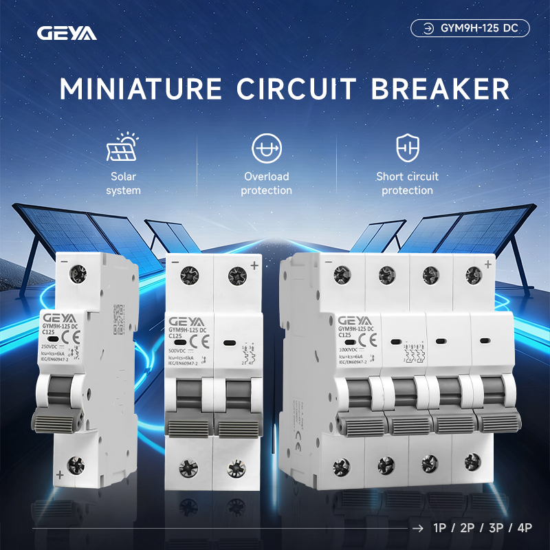 GEYA 1P 2P 3P 4P DC 1000V 6kA MCB ソーラーミニサーキットブレーカー過負荷短絡保護絶縁太陽光発電システム 100A 125A