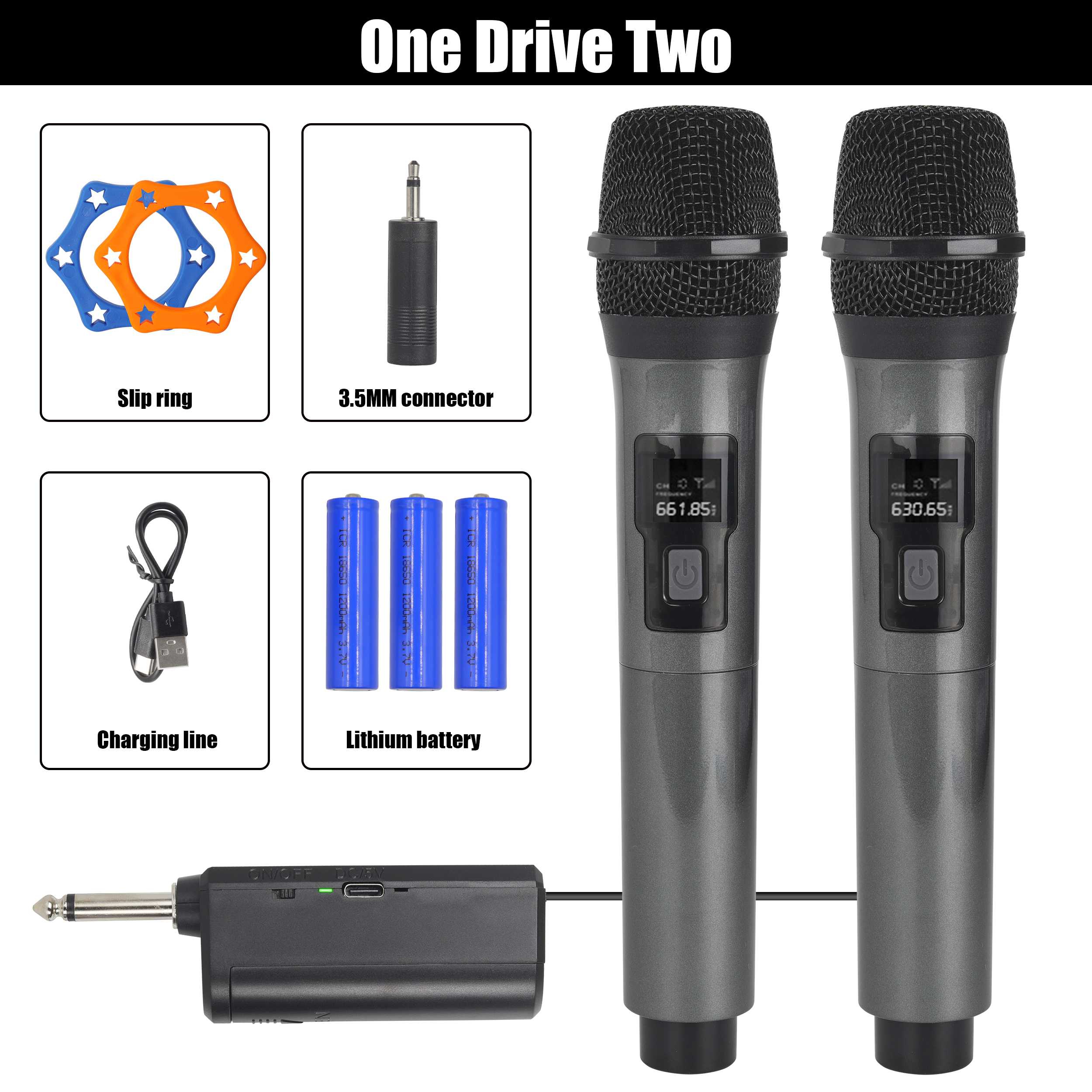 ワイヤレスマイク 2 チャンネル UHF 固定周波数ハンドヘルドマイクマイクパーティーカラオケプロの教会ショー会議