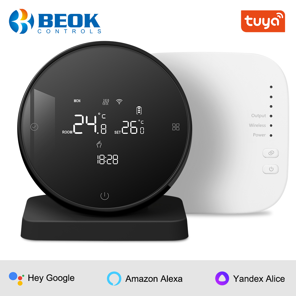 Beok RF ワイヤレスサーモスタット ガスボイラー Tuya スマート WIFI 温度コントローラー 室内暖房用 バッテリー温度調節器