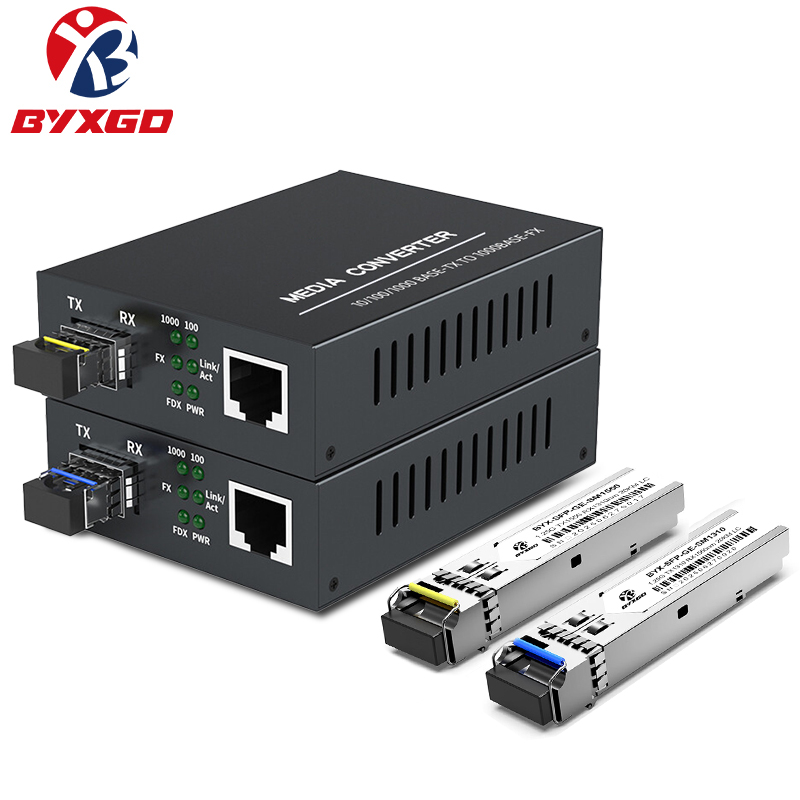 BYXGD SFP 光ファイバーコンバータ ギガビットメディア SFP 20KM 40KM 80KM SC LC シングルモードシングルファイバーデュアルファイバー 1.25G BIDI SFP 付き