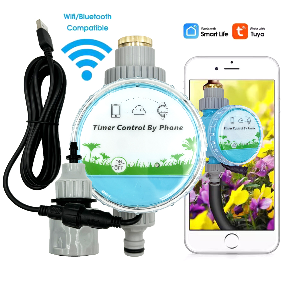 WiFi ワイヤレスガーデンウォータータイマースマートフォンリモコンホーム温室屋外灌漑自動キット内蔵ゲートウェイ