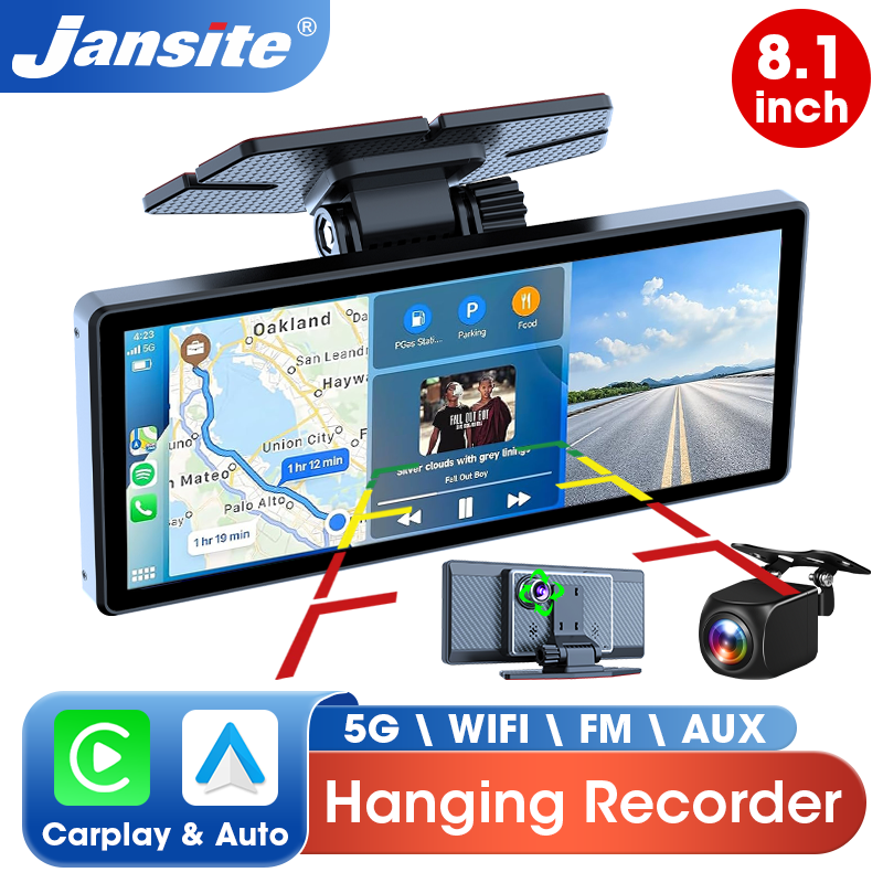 7/8.1 インチサスペンドタイプワイヤレス CarPlay タッチスクリーンポータブルカー DVR Android オートダッシュカム GPS ナビゲーションバックミラーカメラ FM