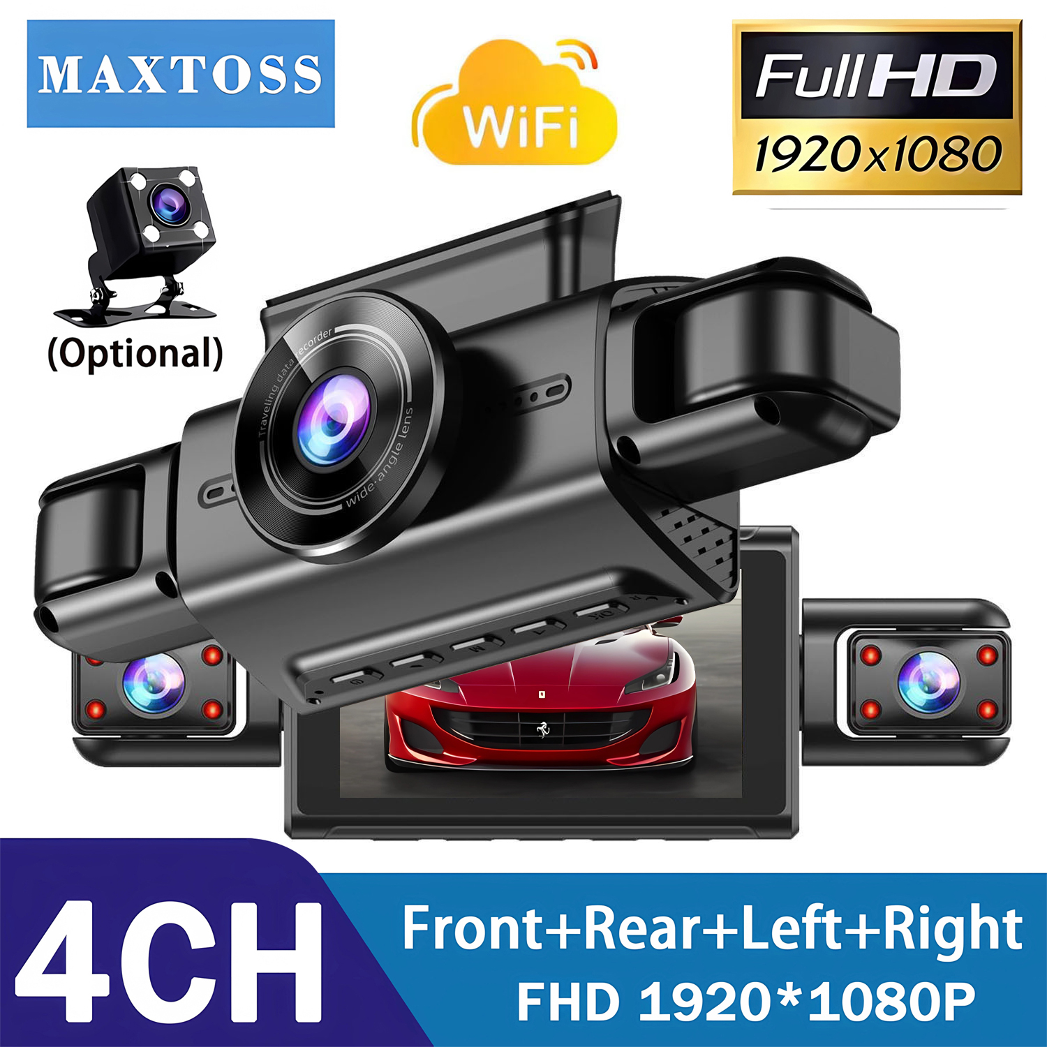 HD1080P 4 レンズ 360 度車用ダッシュカム WIFI アプリ車 DVR 4 チャンネルフロントカメラビデオレコーダー車両用リアビューカメラ