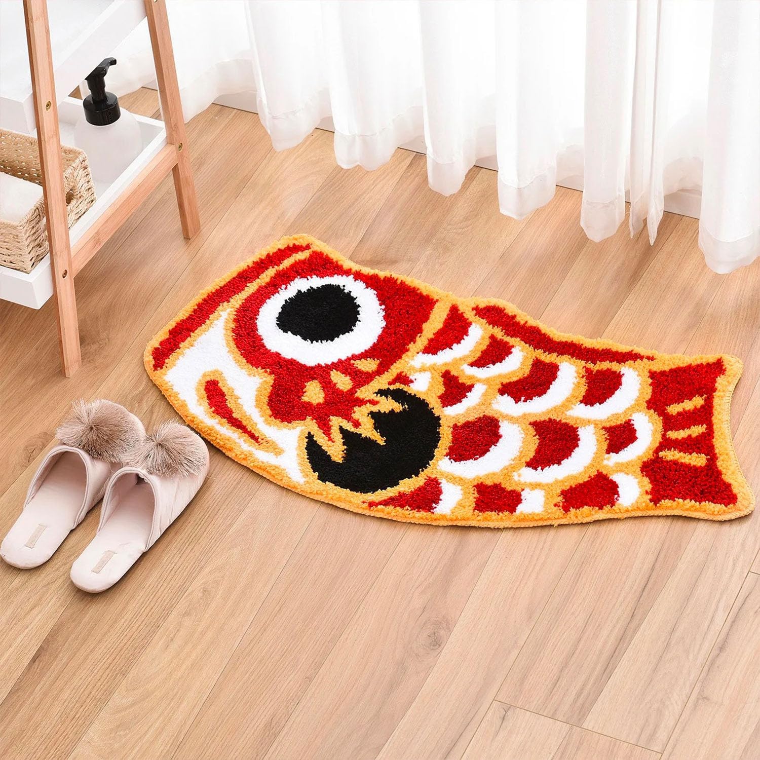 VIKAMA かわいい鯉イミテーションカシミヤカーペット浴室吸収性ノンスリップマット家の装飾ソフトリビングルーム寝室マット