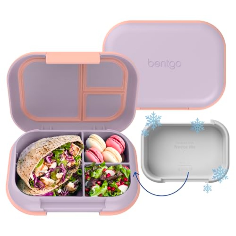 Chill Max 漏れ防止 XL ランチボックス - アイスパック付きで食べ物を冷たく保ちます。大人用 5 カップ容量 8 歳、3 歳または 4 歳のコンパートメント