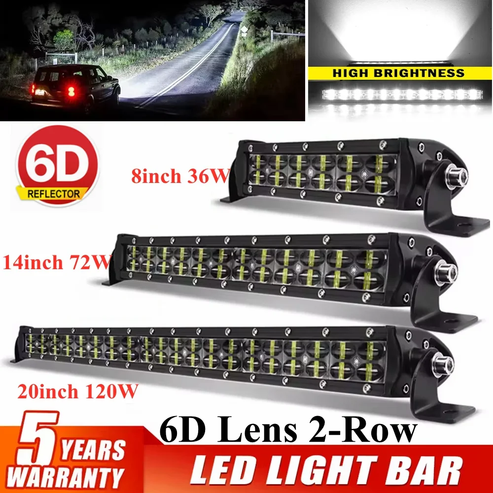 6D レンズ LED ライトバーコンボ 2 列 LED ワークライトドライビングフォグランプ 4x4 Led バー車トラックオフロード SUV ATV ボート 12V 24V