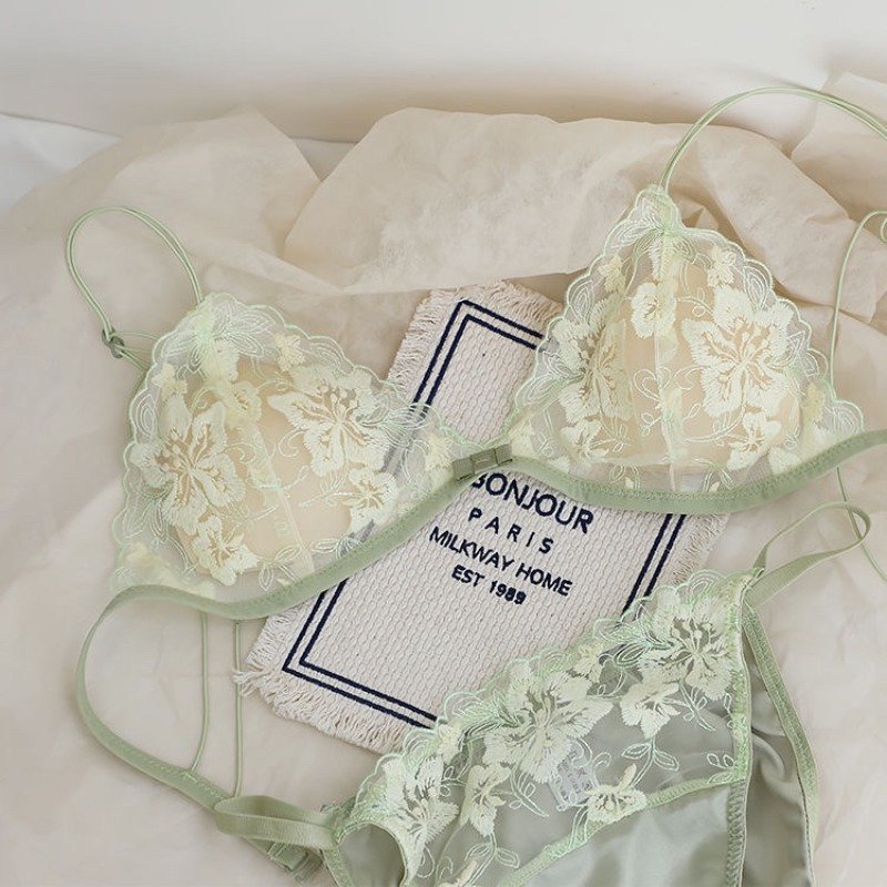 超薄型 Bralette 小さなバストの女性のためのフレンチレース刺繍ワイヤレス快適セクシーなバック美容日常ブラセット BANERDANNI