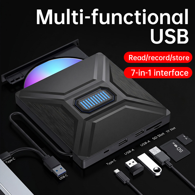 USB 3.0 タイプ C 外部 CD DVD RW 光学ドライブ スーパー ドライブ ラップトップ ノートブック用 - DVD バーナーおよびライター機能