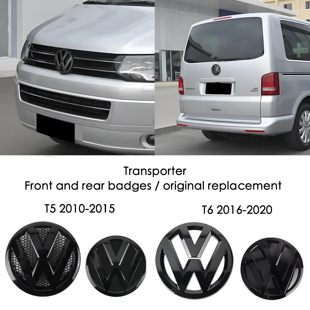 2pc フォルクスワーゲン T5 T6 車のボンネットフロントグリルエンブレムテールトランクロゴカバー装飾 Vw トランスポーター T5 T6 2010-2020 スポーツバン