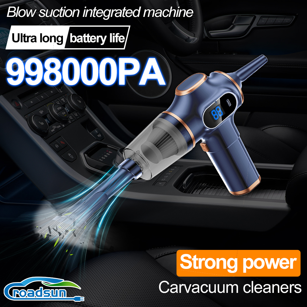 ROADSUN エアカー掃除機 2-in-1 強力なワイヤレスクリーナー強力な吸引ハンドヘルド車の掃除ポータブル家電