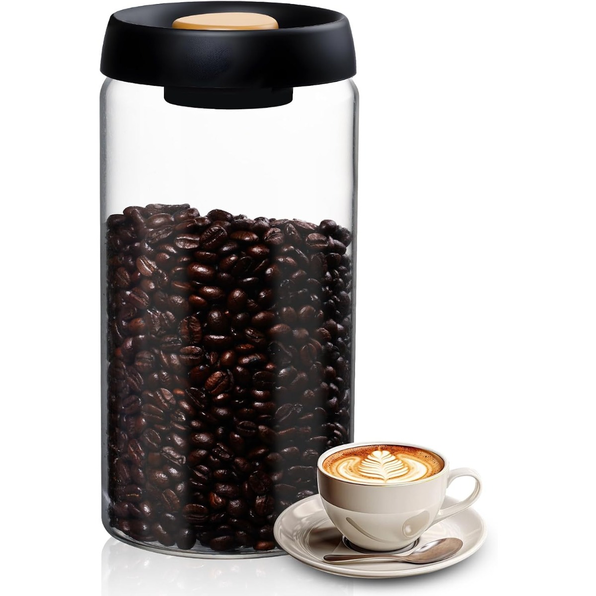 コーヒー保存容器 蓋付きガラス瓶 豆 スパイス ビスケット ルーズリーフ お茶 耐久性のあるキッチン保存容器