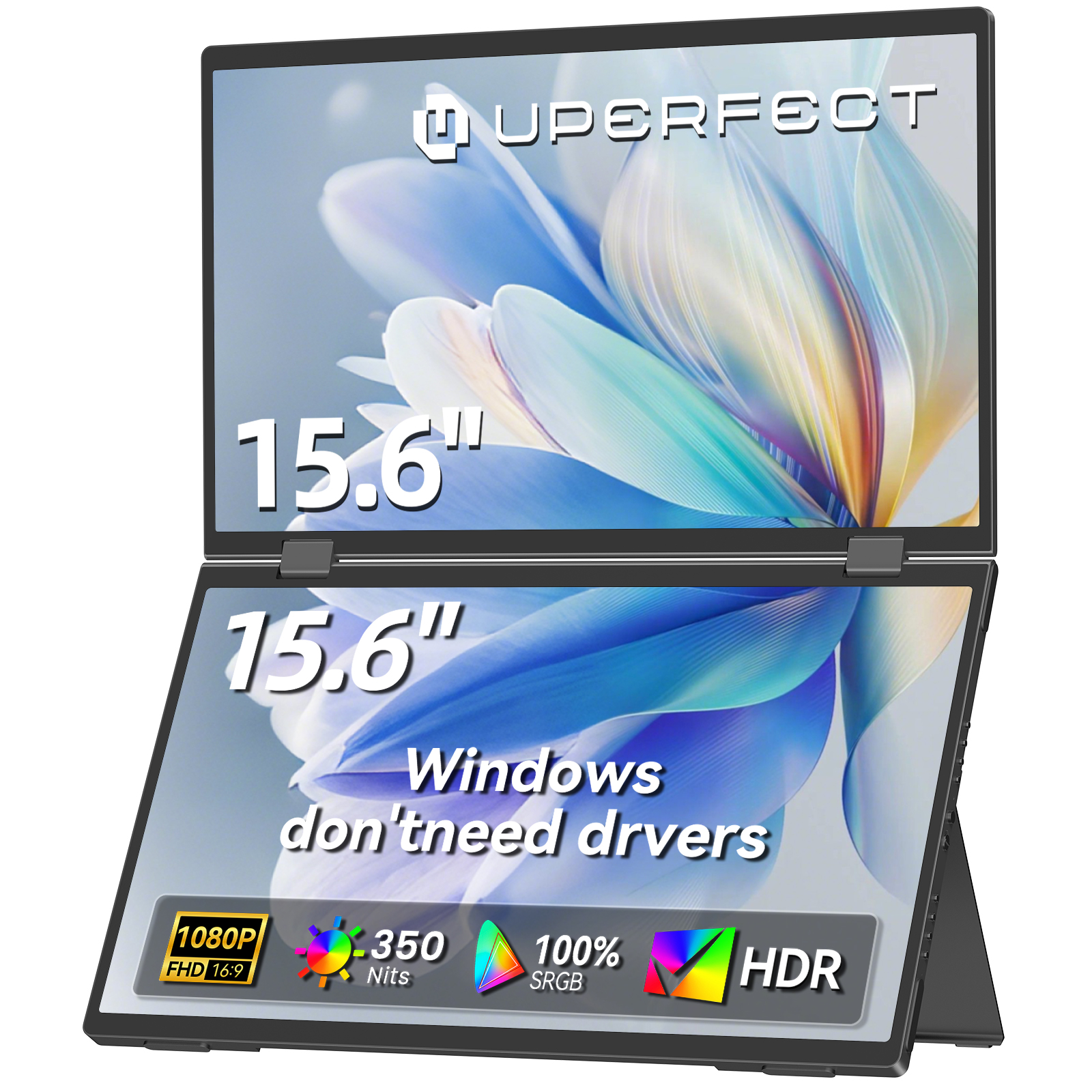 完璧なラップトップスクリーンエクステンダー 15.6インチ 1080P デュアルスクリーン スピーカー付き HDMI USB-C トリプルモニター ラップトップ MacBook Surface PC Xbo用