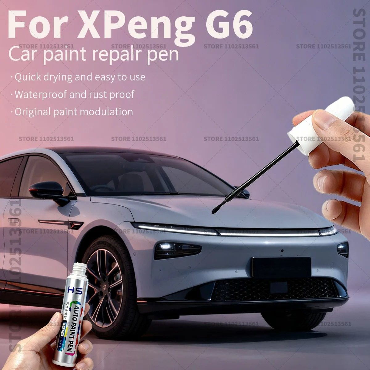 XPeng G6 車の塗装修理ペンタッチアップスクラッチリムーバー DIY 自動車アクセサリー黒 111 ブルー 125 オレンジ AC ホワイト 118 グレー 123
