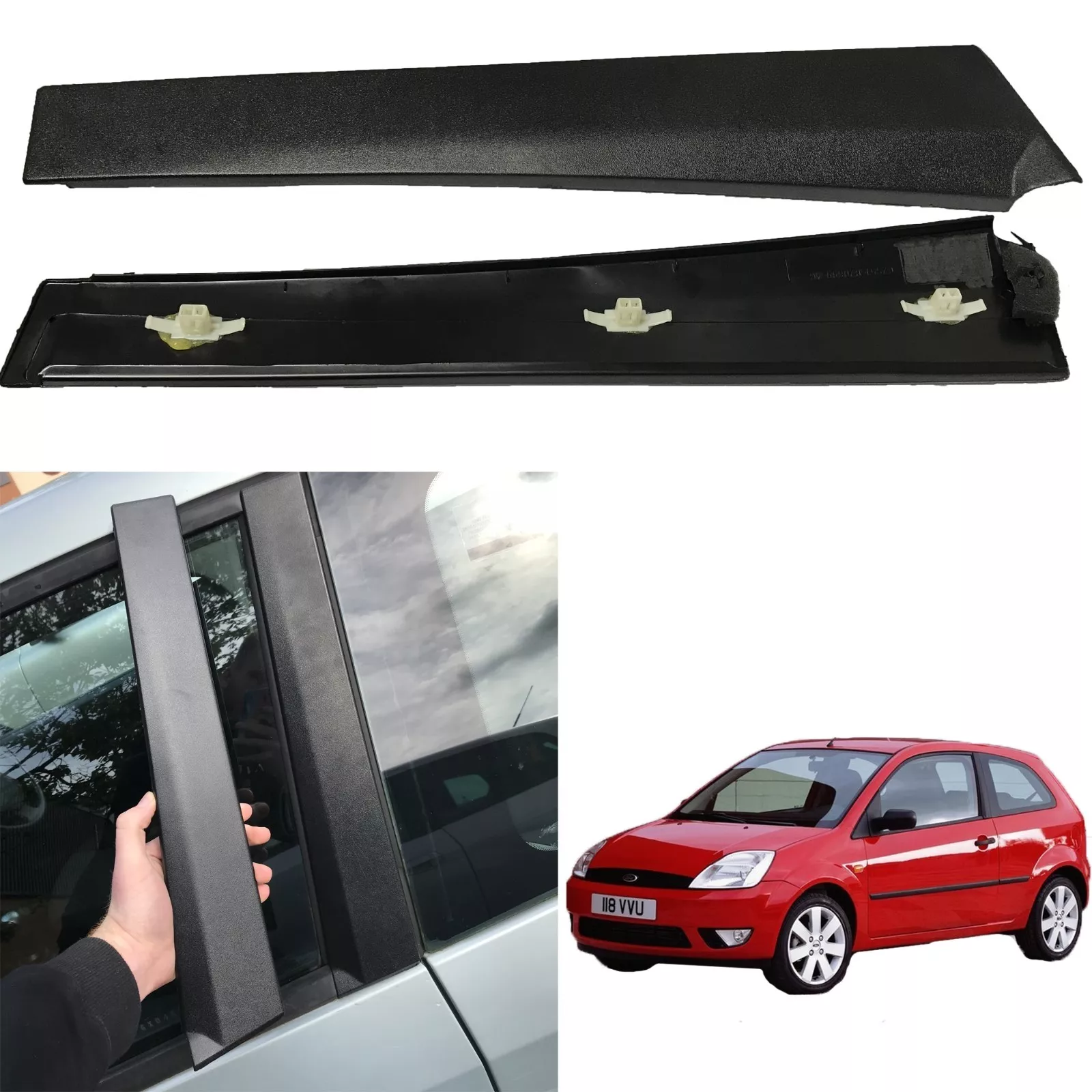 フロントドアモールディング B ピラートリムフォードカーニバルフィエスタ MK6 2001-2008 3 ドア交換外装部品装飾 B20898AG
