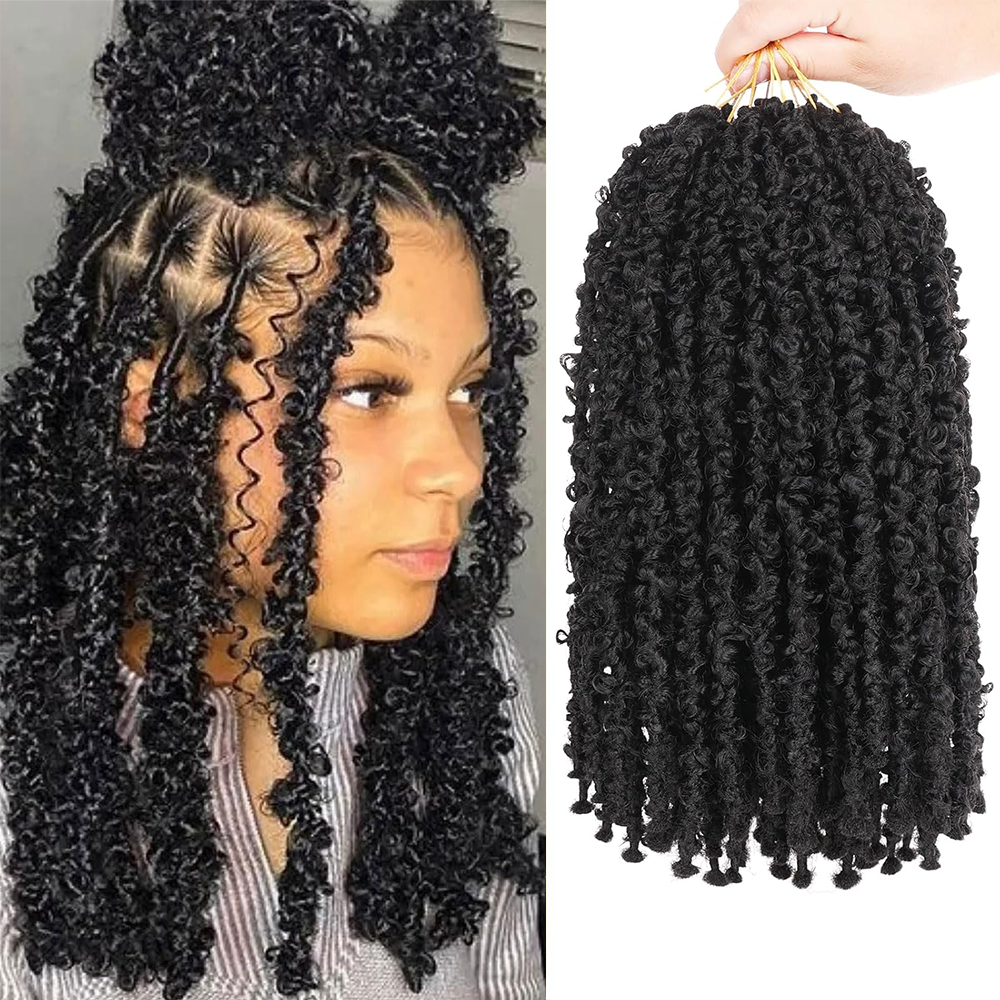 12 インチプレツイストバタフライ Locs かぎ針編みヘアショートボブバタフライディストレスト三つ編みヘア 1/6/8 パック人工毛女性のための